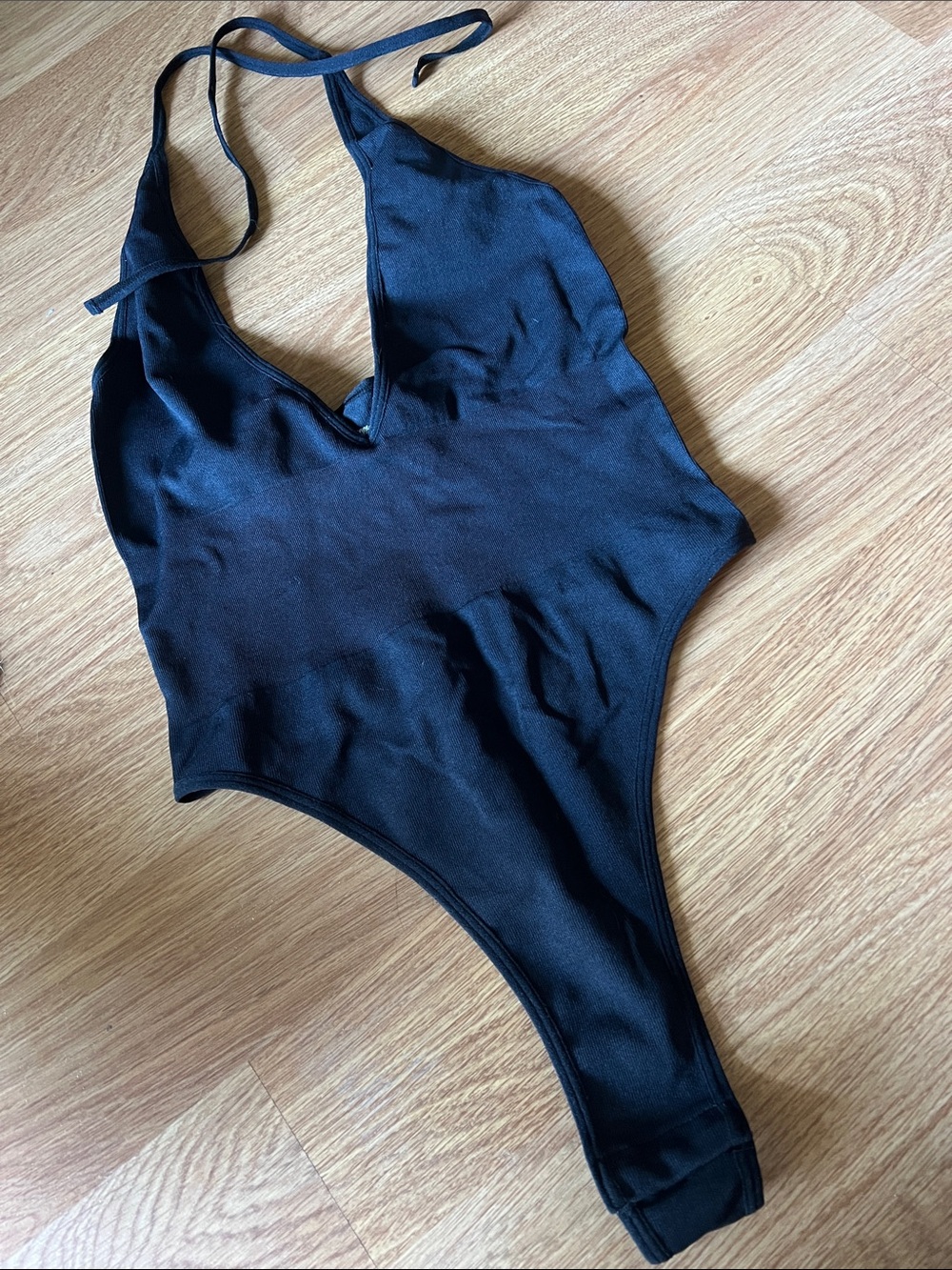 SHEIN Black Halter One-Piece Bodysuit